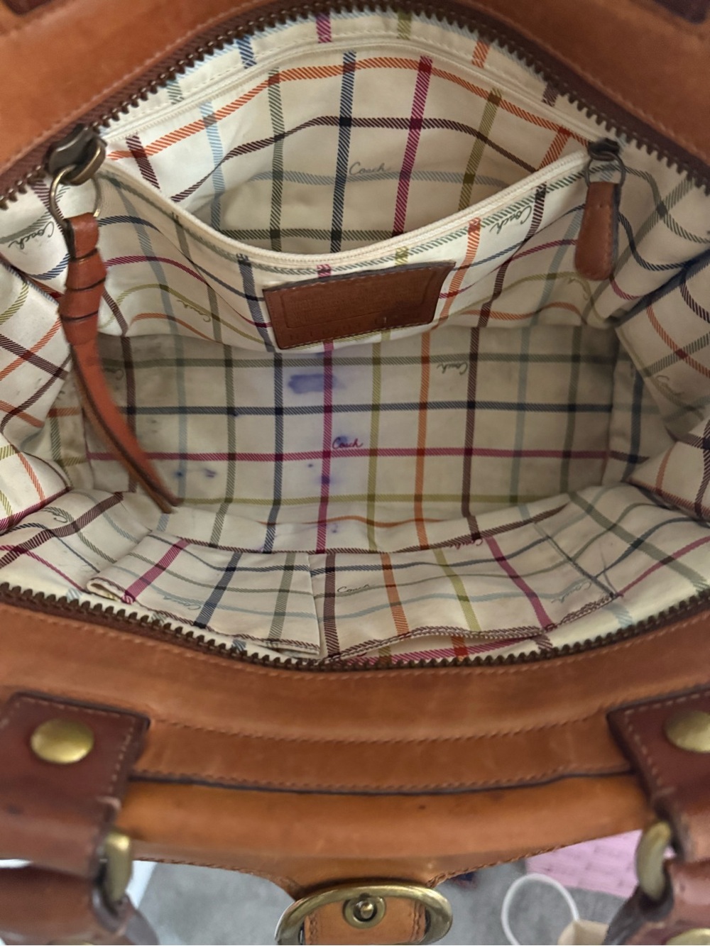 Coach Bleecker Tattersall Whipstitched Hand Bag - Picture 9 of 13